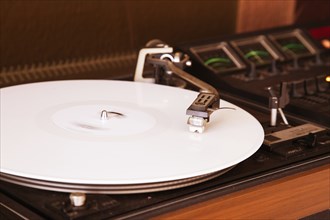 A classic record player with the latest vinyl