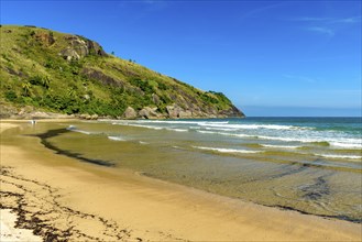 Coastline of Ilhabela island with the beautiful and preserved Bonete beach, Bonete beach, Ilhabela,