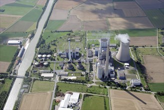 Aerial photo, Mehrum power station, coal-fired power station, Lower Saxony, Germany, Europe