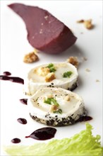 Red wine pears and goat's cheese