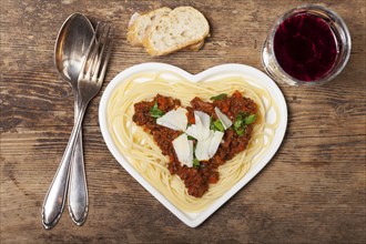 Heart-shaped pasta dish