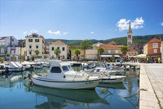 Harbour and old town of Jelsa, island of Hvar, Dalmatia, Croatia, Europe