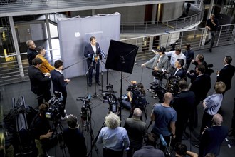 Florian cock, Member of the German Bundestag (CDU/CSU), recorded as part of a press statement at