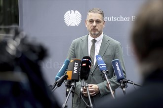 Alexander Müller, Member of the German Bundestag (FDP), recorded as part of a press statement at