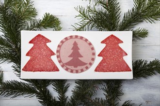 Sausage slices with tree shapes