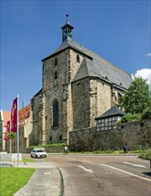 Westwork, late Gothic hall church of St Moritz, Moritzkirche, Halle an der Saale, Saxony-Anhalt,