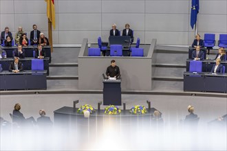 Volodymyr Zelensky (President of Ukraine) delivers a speech at a special session of the German