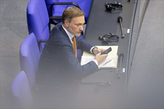 Christian Lindner (Minister of Finance) at a special session in the German Bundestag, Berlin, 11