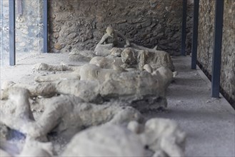 Plaster cast of the victims covered in ash