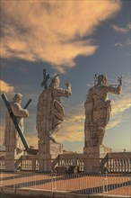 Statues of the Saints at sunset overlkooking St. Peter's Square