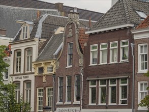 Charming rows of historic buildings with different roof styles and windows, utrecht, Netherlands