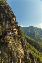 View of Taktshang Monastery on the mountain in Paro, Bhutan, Asia