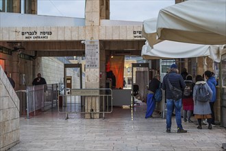 Entrance to the Western Wall and the Temple Mount via wooden walkway for non-Muslims from the