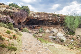 Cave dwellings made out of mud in the district of Berea, Lesotho, Africa