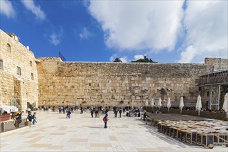 The Western Wailing Wall of Ancient Temple Jerusalem Israel. Built in 100BC by Herod the Great on