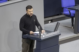 Volodymyr Zelensky, President of Ukraine, recorded during a speech in the German Bundestag in