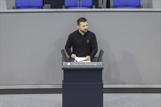 Volodymyr Zelensky, President of Ukraine, recorded during a speech in the German Bundestag in