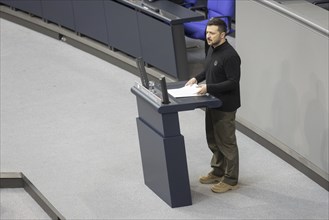 Volodymyr Zelensky, President of Ukraine, recorded during a speech in the German Bundestag in