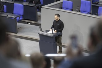 Volodymyr Zelensky, President of Ukraine, recorded during a speech in the German Bundestag in