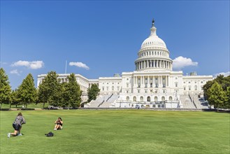 The United States Capitol building in summer