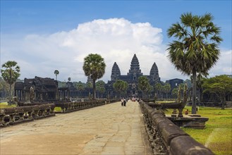 Popular tourist attraction and travel destination ancient temple complex Angkor Wat