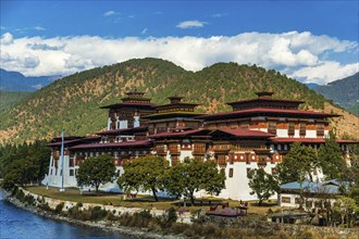 The Punakha Dzong Monastery in Bhutan Asia one of the largest monestary in Asia