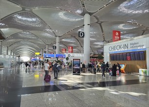 Check In area of Istanbul Ataturk Airport in Istanbul, Turkey, Asia