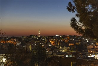 Madaba cityscape right after sunset