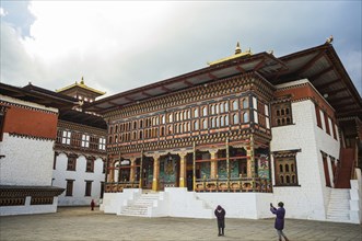 Inside the Trashi Chhoe Dzong in Thimphu, the capital of the Royal Kingdom of Bhutan, Asia