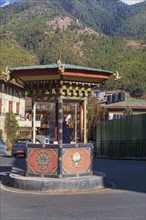 Local policeman directing the traffic in Thimphu