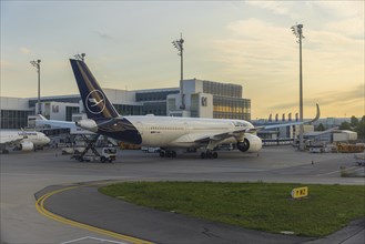 Parking Lufthansa Jet at Airport Munich, Germany, Europe