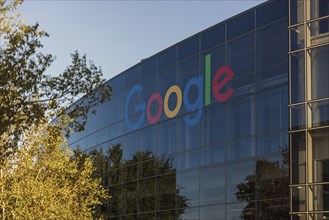 Exterior scene at the Googleplex, the corporate headquarters complex of Google and its parent