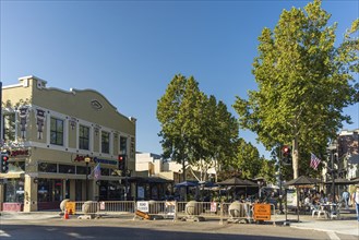 Downtown Mountain View, California, USA. Evening Sunset