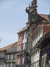 Detailed sight with sculptures and neighbouring houses, Porto, Douro, Portugal, Europe