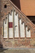 Detail of the exterior wall, church, Eckernforde, Schleswig-Holstein, Germany, Europe