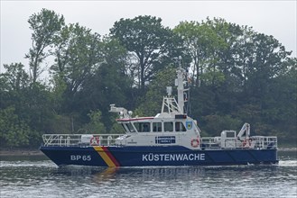 Coastguard boat, Ellenberg, Kappeln, Schlei, Schleswig-Holstein, Germany, Europe