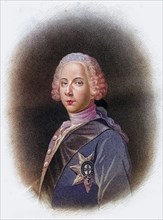 Charles Edward, the young pretender to the throne, Bonnie Prince Charlie 1720-1788, painted by M.