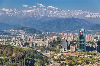 Skyline of Santiago de Chile with modern office buildings in 2010