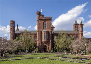 The Smithsonian Institution Building and the garden located near the National Mall in Washington, D