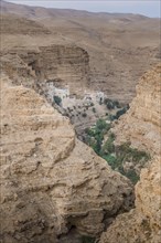 Wadi Qelt (Qelt Valley) in Judean desert around Monastery of St. George of Choziba
