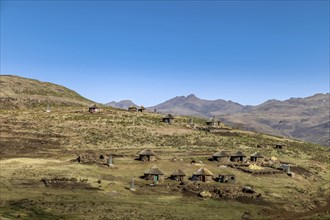 Traditional hut village in rural Lesotho