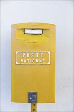 Postbox of the Vatican Postal Service on white backgorund