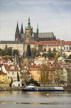 Wide panoramic view of Prague castle complex