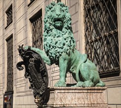 The Residenz Palast is the largest palace in Munich. This is one of two lions guarding this place