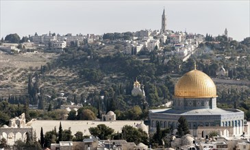 Jerusalem: the Dome of the Rock with the mount of olives