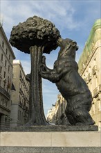 The statue of the Madrid Bear and the Strawberry Tree is the symbol of the city of Madrid Spain.