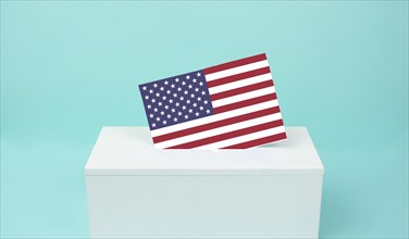 US election, ballot box, american flag, citizens of America voting president