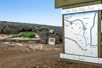 Sign with site plan overview map plan for hikers tourists at the beginning of Boka Tabla Hiking