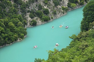 Boats on the Verdon, Gorges du Verdon, rocks, landscape, view from above, turquoise, water,