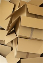 Many parcels standing in a warehouse, online shopping, transport industry, packaging, shipping